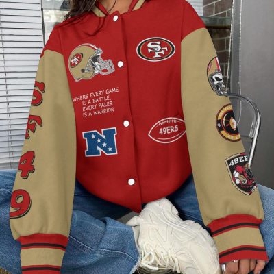 San Francisco 49ers National Football League Varsity Jacket Baseball Button Jacket BJA1583