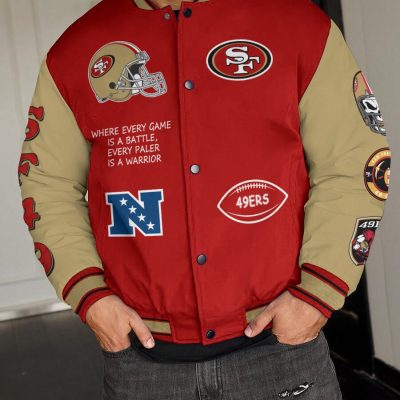 San Francisco 49ers National Football League Varsity Jacket Baseball Button Jacket BJA1587