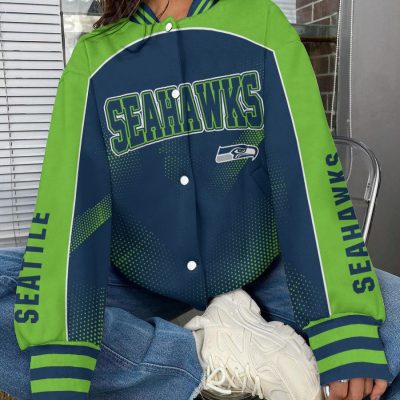 Seattle Seahawks National Football League Varsity Jacket Baseball Button Jacket BJA1610