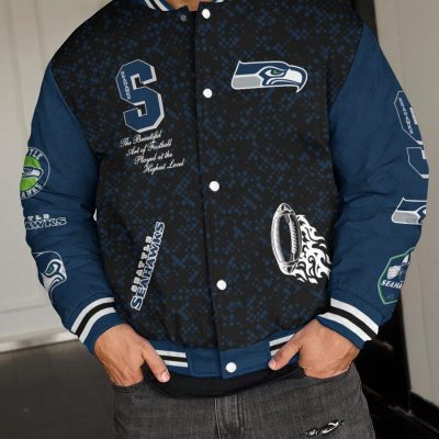 Seattle Seahawks National Football League Varsity Jacket Baseball Button Jacket BJA1612