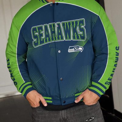 Seattle Seahawks National Football League Varsity Jacket Baseball Button Jacket BJA1614