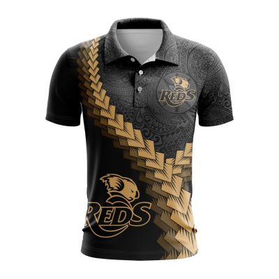 Super Rugby Queensland Reds Special Black And Gold Polo Shirt