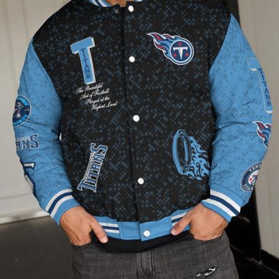 Tennessee Titans National Football League Varsity Jacket Baseball Button Jacket BJA1659