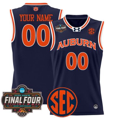 Auburn Tigers 2025 Final Four Patch Lightweight Basketball Custom Jersey - Navy