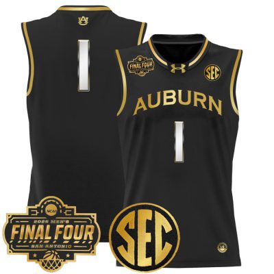 Auburn Tigers 2025 Final Four Patch Lightweight Basketball Jersey - Black Gold #1 Team