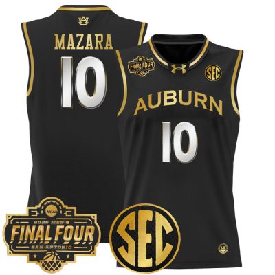 Auburn Tigers 2025 Final Four Patch Lightweight Basketball Jersey - Black Gold Baker-Mazara