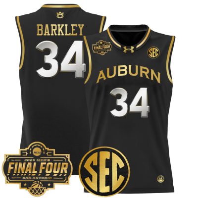 Auburn Tigers 2025 Final Four Patch Lightweight Basketball Jersey - Black Gold Charles Barkley