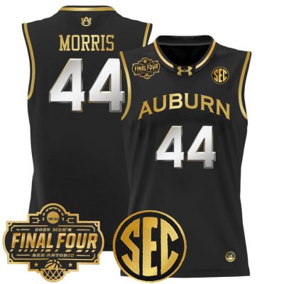 Auburn Tigers 2025 Final Four Patch Lightweight Basketball Jersey - Black Gold Chris Morris