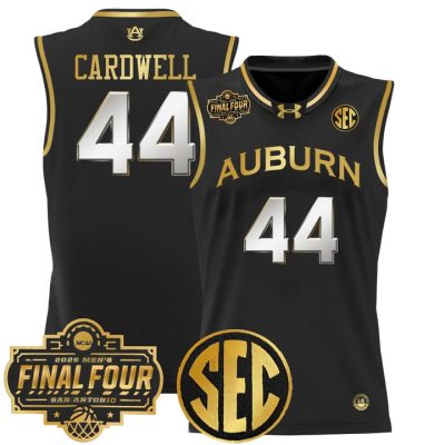 Auburn Tigers 2025 Final Four Patch Lightweight Basketball Jersey - Black Gold Dylan Cardwell