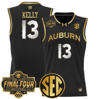 Auburn Tigers 2025 Final Four Patch Lightweight Basketball Jersey - Black Gold Miles Kelly