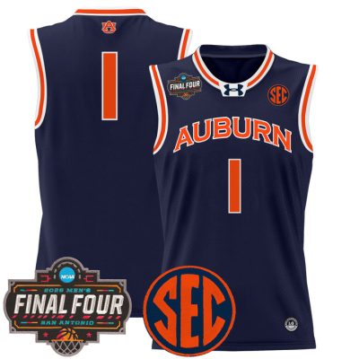 Auburn Tigers 2025 Final Four Patch Lightweight Basketball Jersey - Navy #1 Team