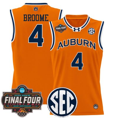 Auburn Tigers 2025 Final Four Patch Lightweight Basketball Jersey - Orange Johni Broome