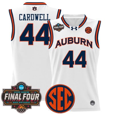 Auburn Tigers 2025 Final Four Patch Lightweight Basketball Jersey - White Dylan Cardwell