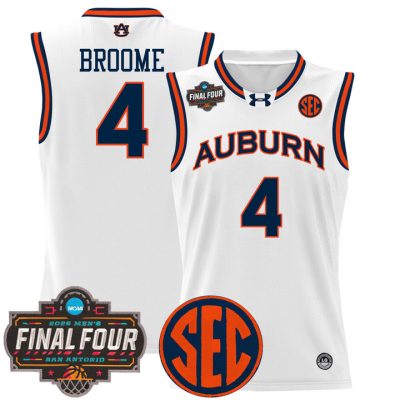 Auburn Tigers 2025 Final Four Patch Lightweight Basketball Jersey - White Johni Broome