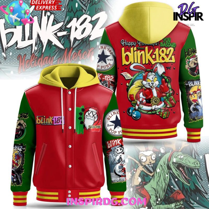Blink-182 Christmas Holiday Special Hooded Baseball Jacket CHB1052