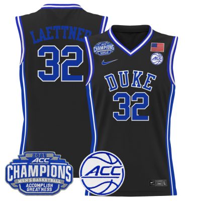 Duke Blue Devils 2025 ACC Conference Tournament Champions Basketball Jersey - Black Christian Laettner