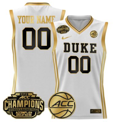 Duke Blue Devils 2025 ACC Women's Conference Tournament Champions Lightweight Basketball Custom Jersey - White Gold