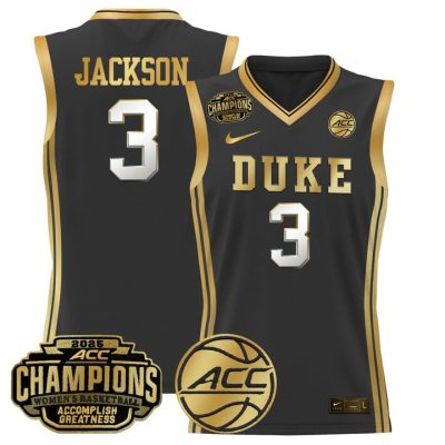 Duke Blue Devils 2025 ACC Women's Conference Tournament Champions Lightweight Basketball Jersey - Black Gold Ashlon Jackson