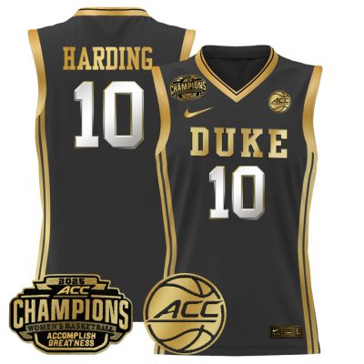 Duke Blue Devils 2025 ACC Women's Conference Tournament Champions Lightweight Basketball Jersey - Black Gold Lindsey Harding