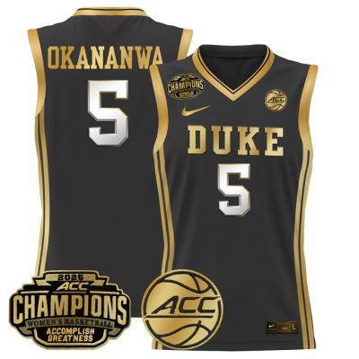 Duke Blue Devils 2025 ACC Women's Conference Tournament Champions Lightweight Basketball Jersey - Black Gold Oluchi Okananwa
