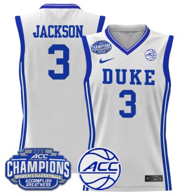Duke Blue Devils 2025 ACC Women's Conference Tournament Champions Lightweight Basketball Jersey - White Ashlon Jackson