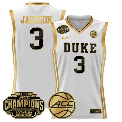 Duke Blue Devils 2025 ACC Women's Conference Tournament Champions Lightweight Basketball Jersey - White Gold Ashlon Jackson