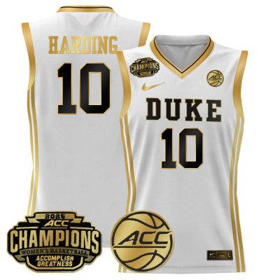 Duke Blue Devils 2025 ACC Women's Conference Tournament Champions Lightweight Basketball Jersey - White Gold Lindsey Harding