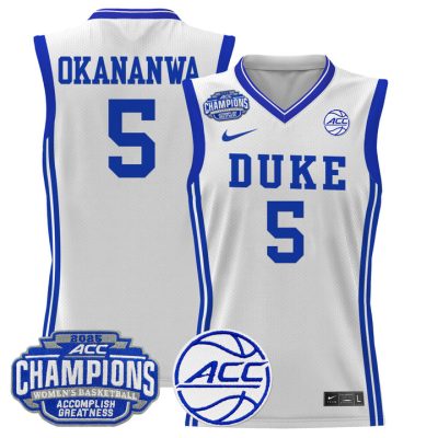 Duke Blue Devils 2025 ACC Women's Conference Tournament Champions Lightweight Basketball Jersey - White Oluchi Okananwa