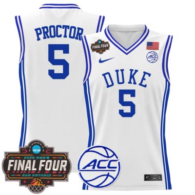 Duke Blue Devils 2025 Final Four Patch Basketball Jersey - White Tyrese Proctor