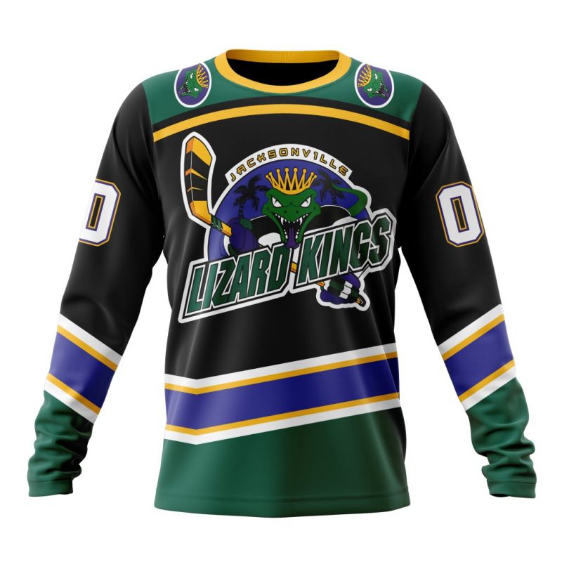 ECHL Acksonville Lizard Kings Personalized Name And Number Performance Long Sleeve Shirt