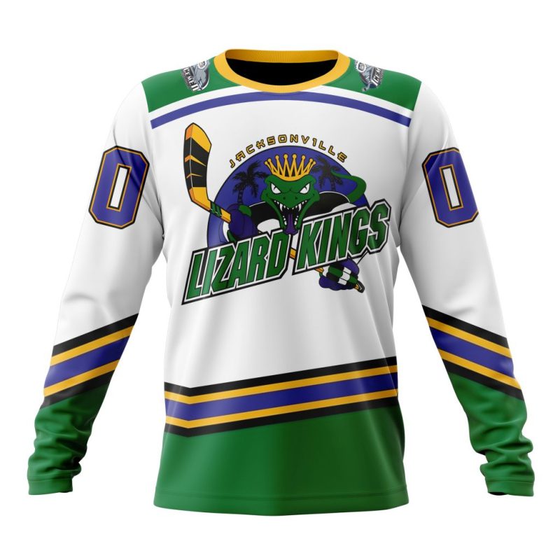 ECHL Acksonville Lizard Kings Personalized White Design Performance Long Sleeve Shirt