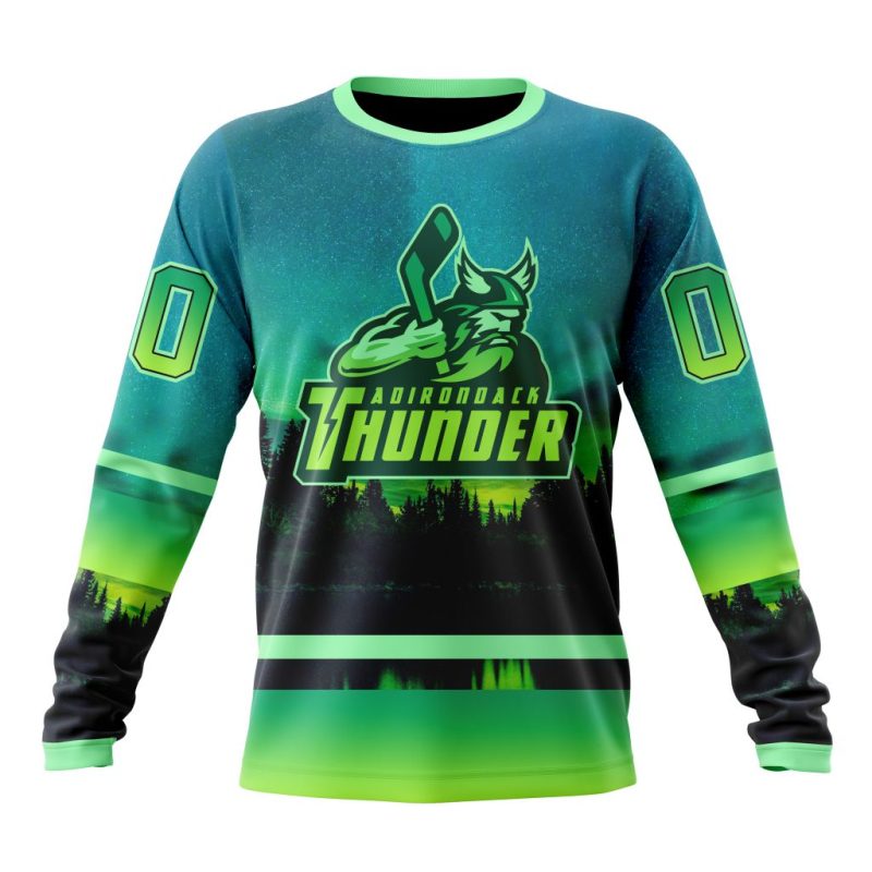 ECHL Adirondack Thunder Design With Northern Lights Performance Long Sleeve Shirt