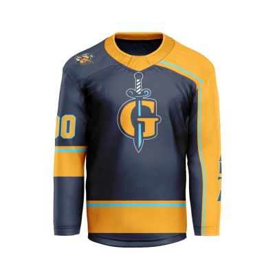 ECHL Atlanta Gladiators Personalized Navy V-shaped Hockey Jersey