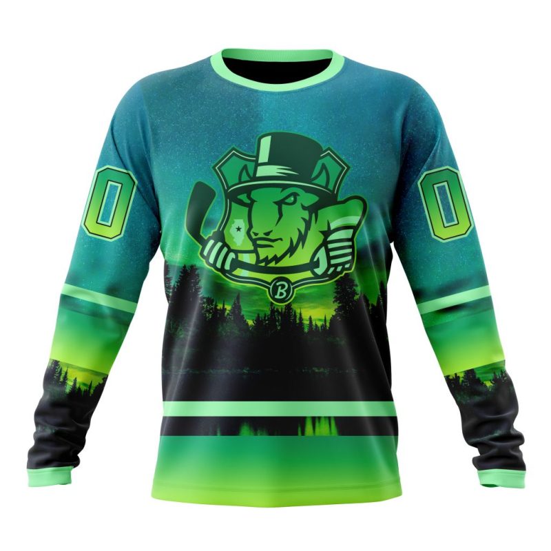 ECHL Bloomington Bison Design With Northern Lights Performance Long Sleeve Shirt