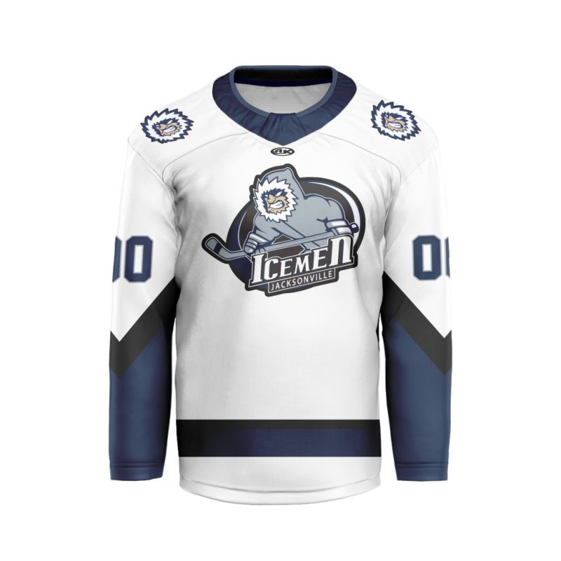 ECHL Jacksonville Icemen Personalized Home V-shaped Hockey Jersey