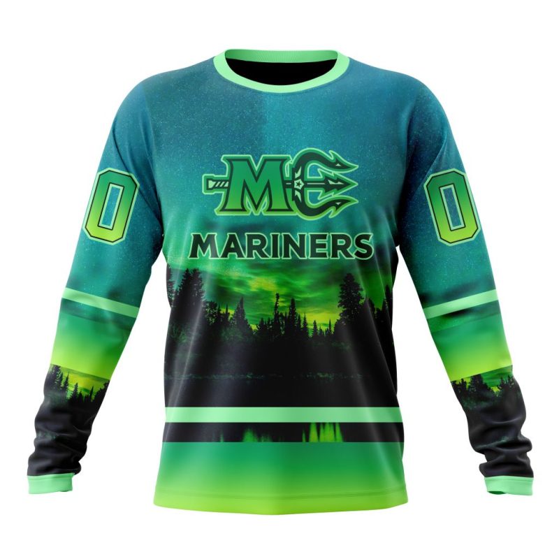 ECHL Maine Mariners Design With Northern Lights Performance Long Sleeve Shirt