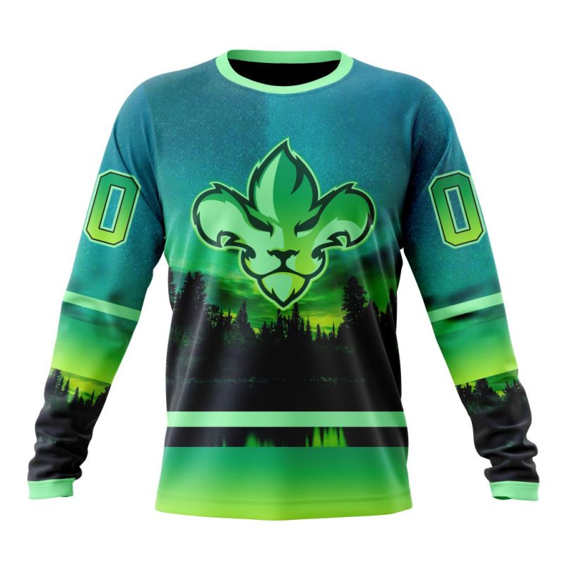 ECHL Trois-Rivieres Lions Design With Northern Lights Performance Long Sleeve Shirt