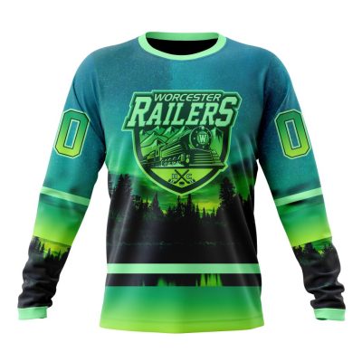 ECHL Worcester Railers Design With Northern Lights Performance Long Sleeve Shirt