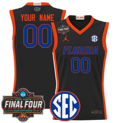 Florida Gators 2025 Final Four Patch Basketball Custom Jersey - Black