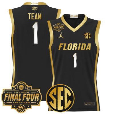 Florida Gators 2025 Final Four Patch Basketball Jersey - Black Gold #1 Team