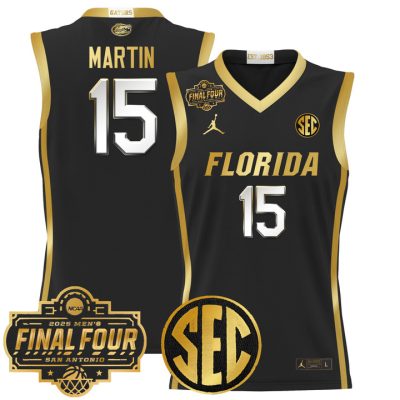 Florida Gators 2025 Final Four Patch Basketball Jersey - Black Gold Alijah Martin