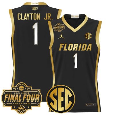 Florida Gators 2025 Final Four Patch Basketball Jersey - Black Gold Walter Clayton Jr.