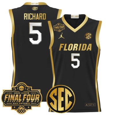 Florida Gators 2025 Final Four Patch Basketball Jersey - Black Gold Will Richard
