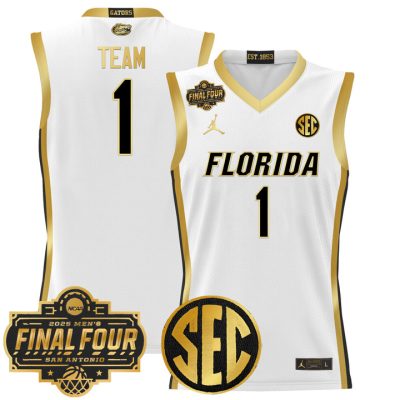 Florida Gators 2025 Final Four Patch Basketball Jersey - White Gold #1 Team