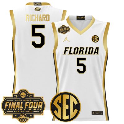 Florida Gators 2025 Final Four Patch Basketball Jersey - White Gold Will Richard