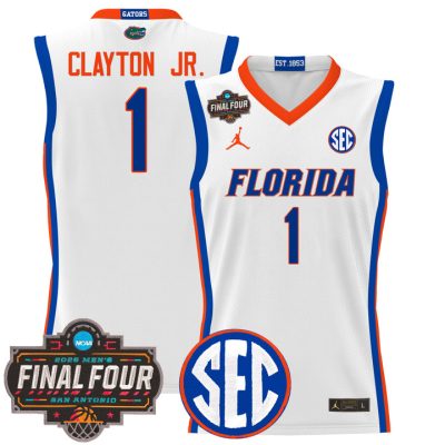 Florida Gators 2025 Final Four Patch Basketball Jersey - White Walter Clayton Jr.