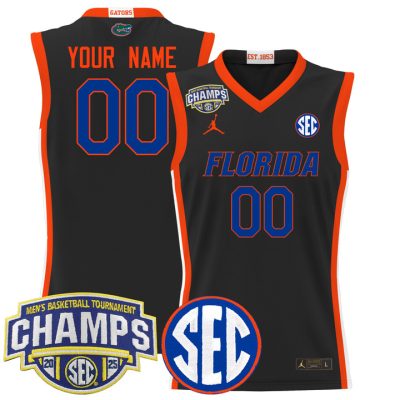 Florida Gators 2025 SEC Conference Tournament Champions Basketball Custom Jersey - Black