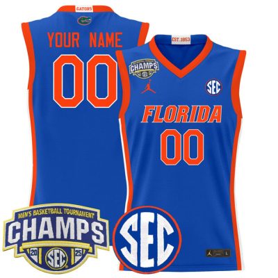 Florida Gators 2025 SEC Conference Tournament Champions Basketball Custom Jersey - Royal