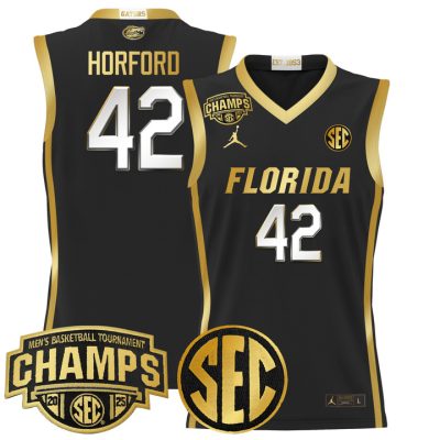 Florida Gators 2025 SEC Conference Tournament Champions Basketball Jersey - Black Gold Al Horford