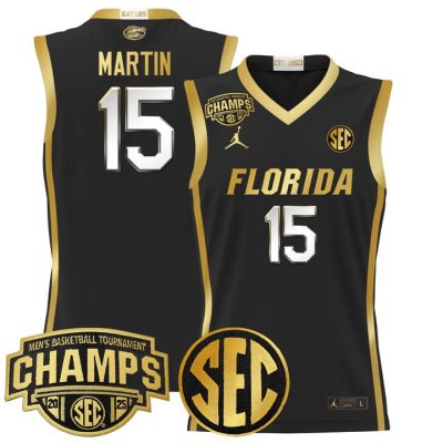 Florida Gators 2025 SEC Conference Tournament Champions Basketball Jersey - Black Gold Alijah Martin